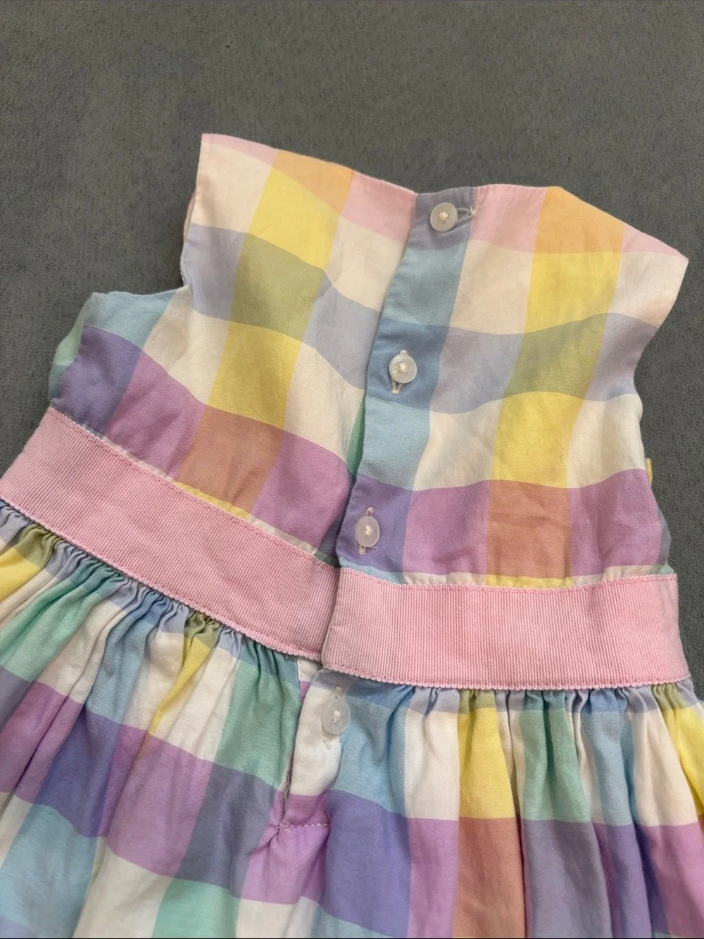 Carter's Pastel Plaid Sleeveless Dress with Pink Bow Waistband 12 months